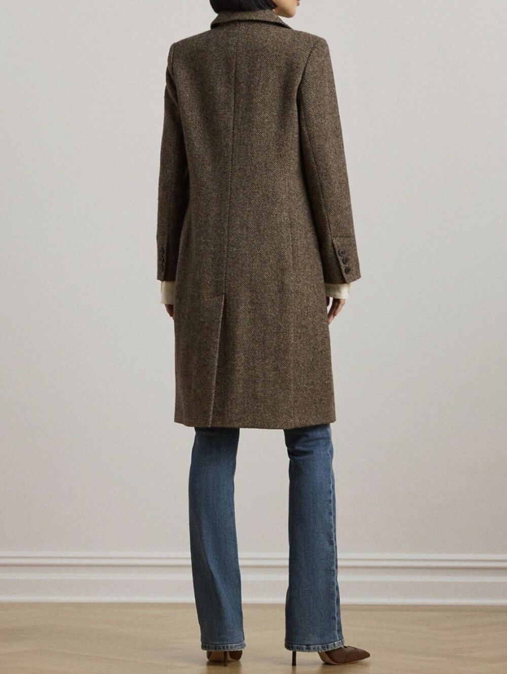 Ralph Lauren Coat Professional Work Tweed Wool Blend Jacket Broken Twill Brown 8 - Picture 2 of 9